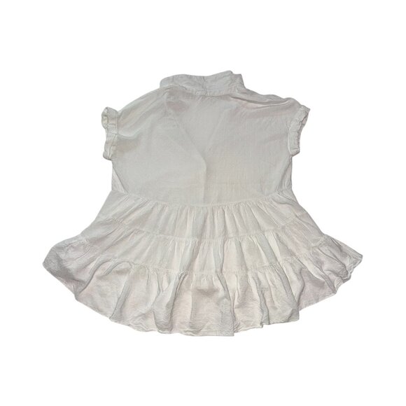 White Button-Down Peplum Top – Short Sleeve - Picture 4 of 8